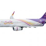 Thai smile airway plane landing at Phuket Airport